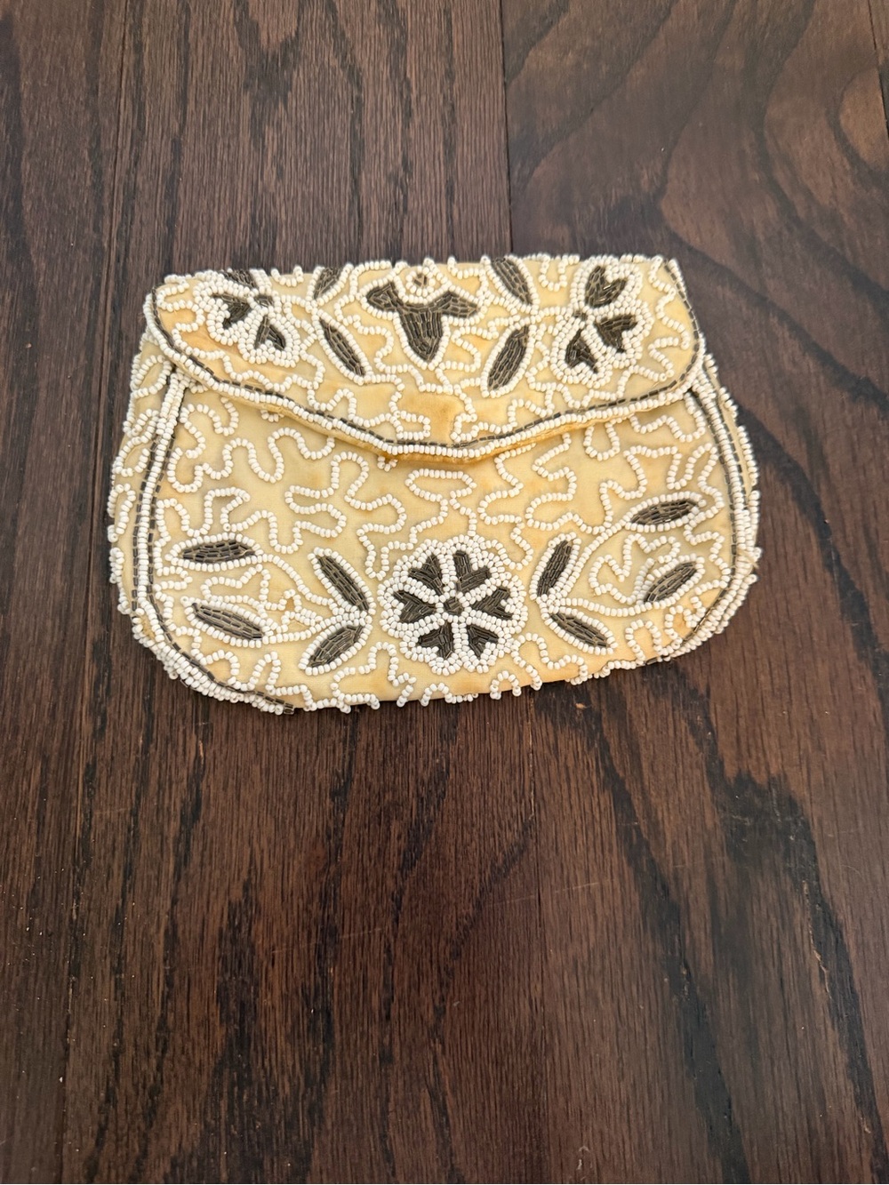 Vintage Beaded Floral Clutch Handbag